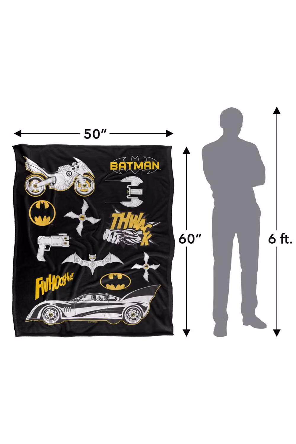 LOGOVISION Kids Batman Icons and Gadgets Super Soft Fleece Throw Blanket, Multicolour, W: 91.44 cm x L: 147 cm – 8