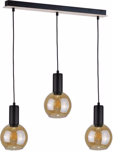 Netlighting Jantar Bar Pendant Ceiling Light in Brown Wood with 3x E27 Sockets, 60 cm