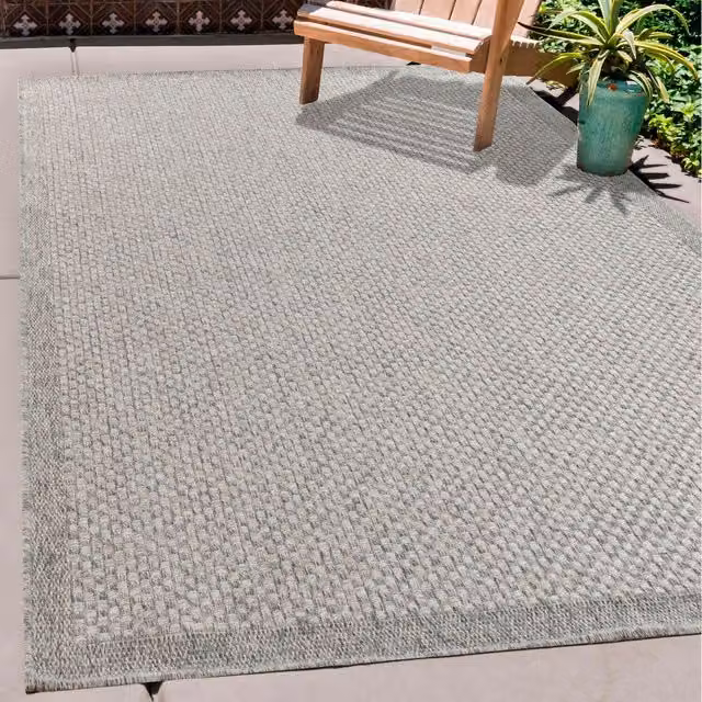 Desire Rugs Modern Checkerboard Waterproof Indoor-Outdoor Rug, Silver, W: 120 cm, D: 170 cm