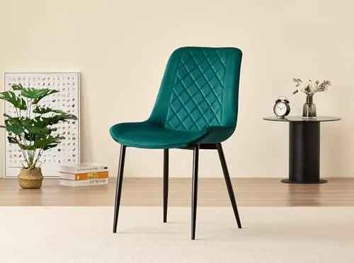 Alexander Morgan Pair of Amelia Green Velvet Comfort Dining Chairs