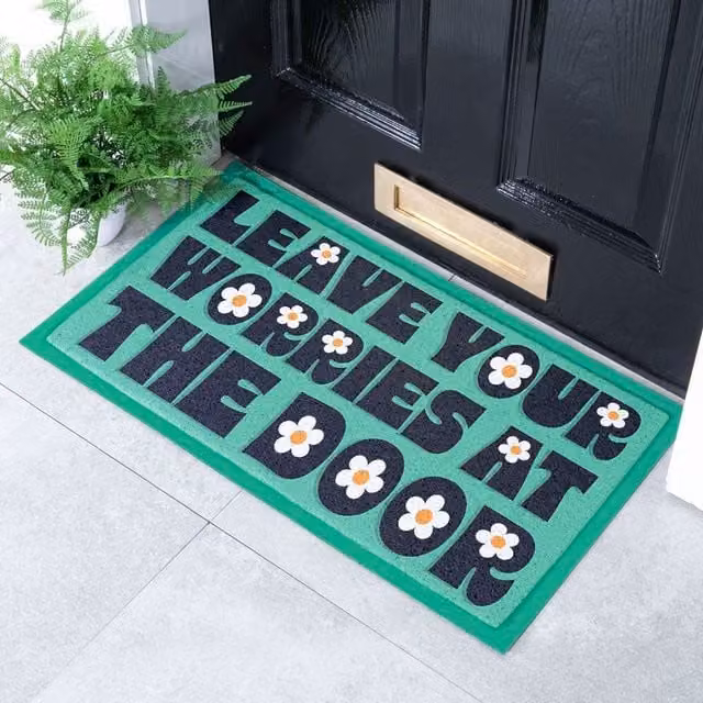 Artsy Mats Daisy Floral Indoor and Outdoor Doormat, Multicolour, W: 70 cm, D: 40 cm – 1