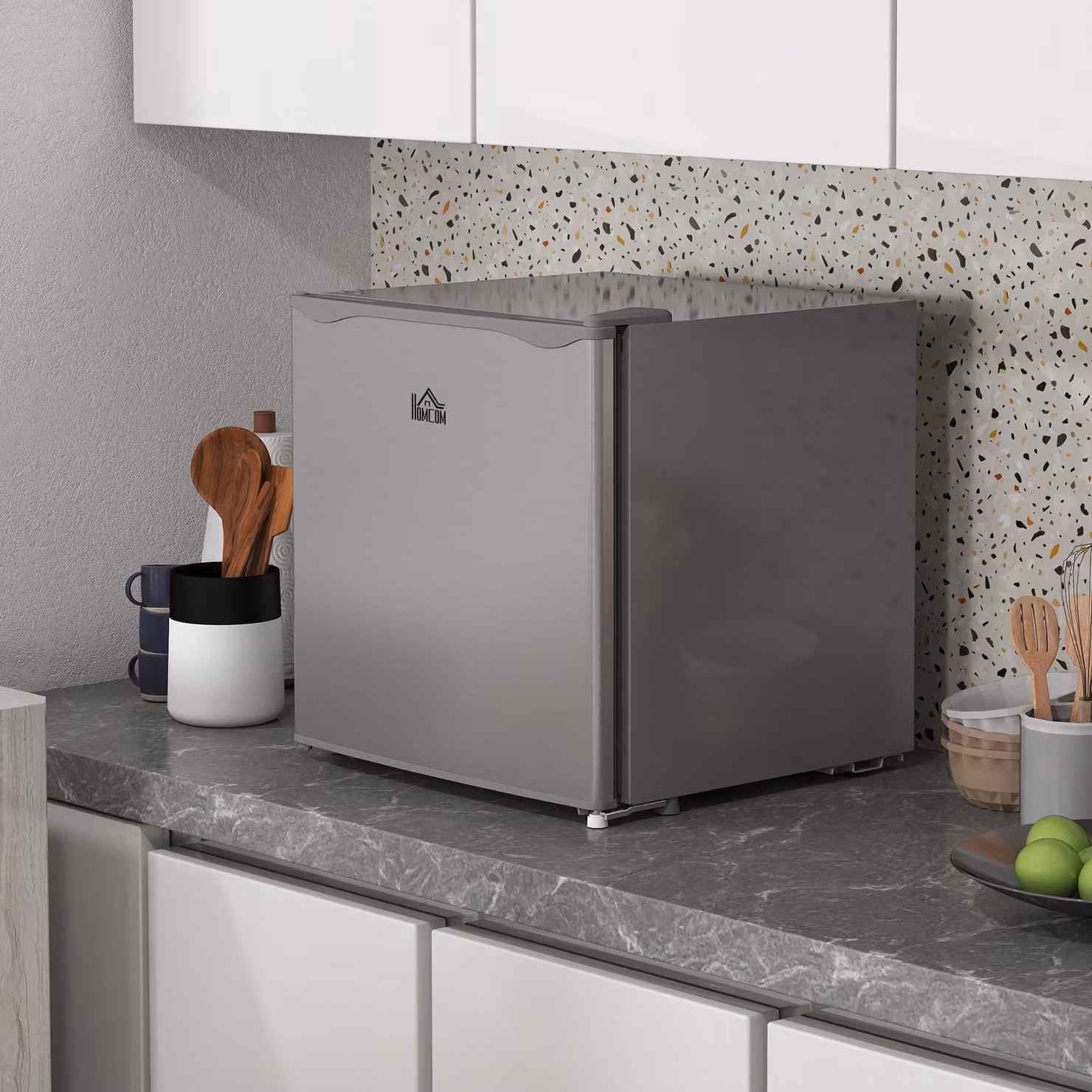 HOMCOM 35L Mini Upright Freezer with Adjustable Temperature, Grey – 3