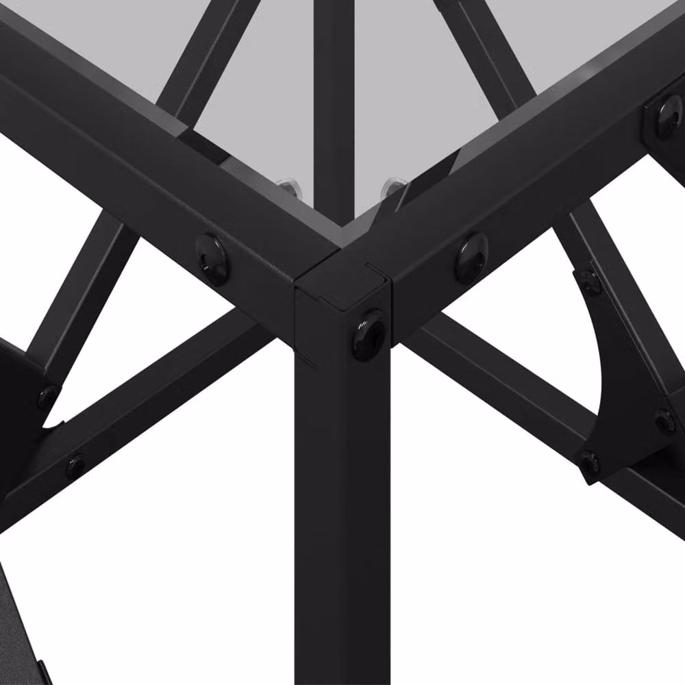 Berkfield Home Modern Square Coffee Table with Transparent Glass Top and Black Steel Frame, W/D/H: 40 x 40 x 41 cm – 3