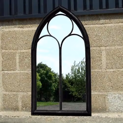 Agenzia 14 Antique Black Arched Metal Frame Window Garden Wall Mirror H 112 cm x W 61 cm – 8