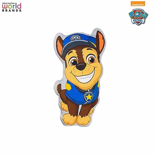 Character World PAW Patrol Chase Shaped Cushion, Super Soft Reversible 2 Sided Multicolour Pillow – 2
