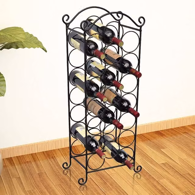 Berkfield Home Classic Metal Wine Rack for 21 Bottles in Matt Black