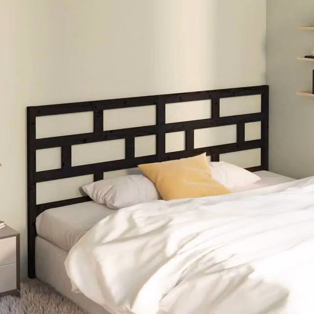 Berkfield Home Beautiful Bed Headboard in Black Solid Pine Wood, W: 186 cm, D: 4 cm, H: 100 cm