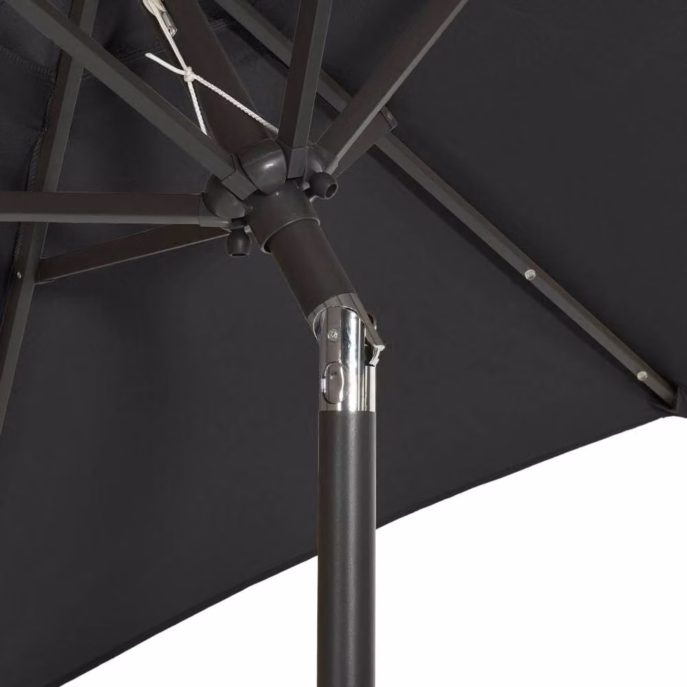 Berkfield Home Black Aluminium Parasol with LED Lights, W/D/H: 200 x 200 x 211 cm – 3