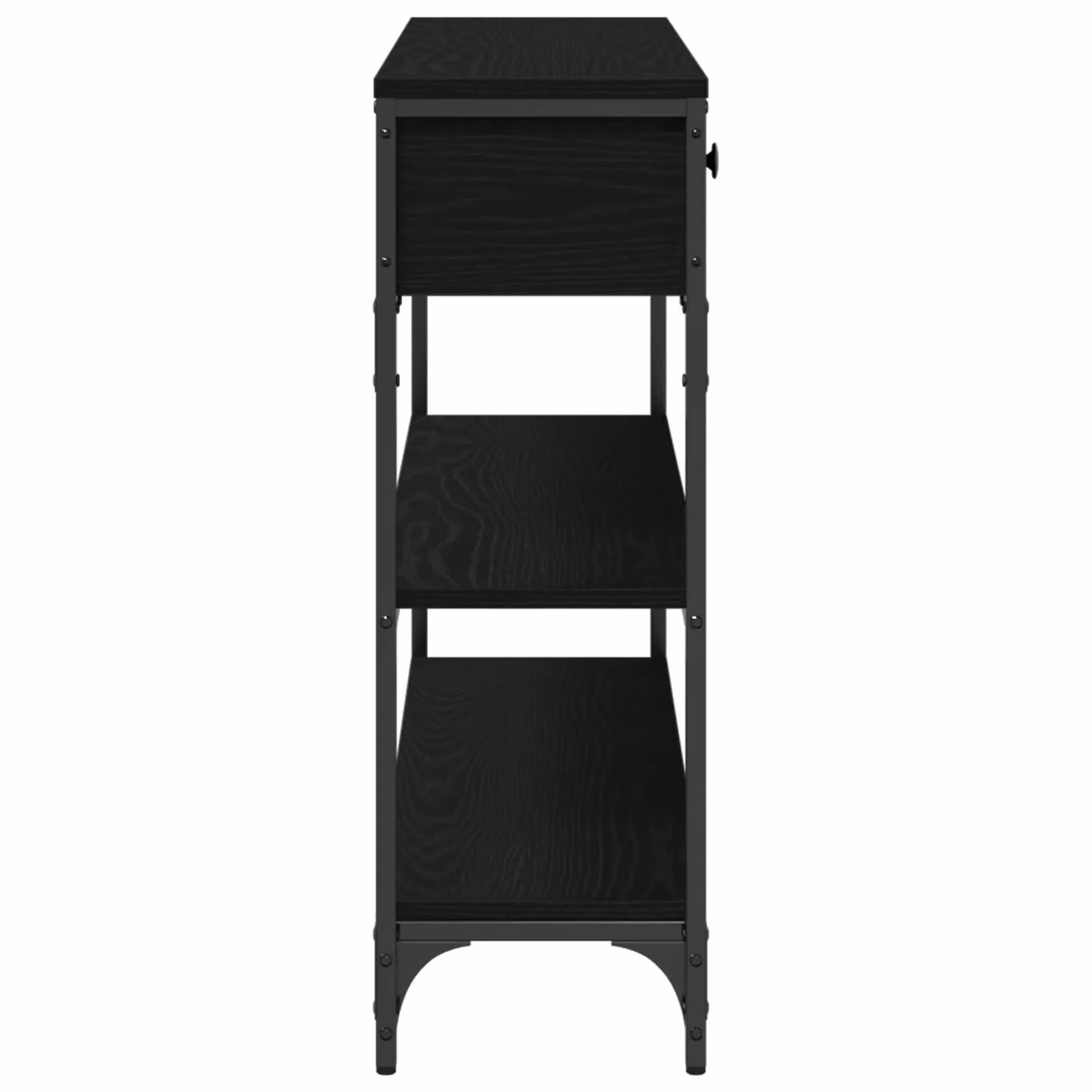 Berkfield Black Oak Console Table with Steel Frame, W/D/H: 100 x 25 x 75 cm – 4