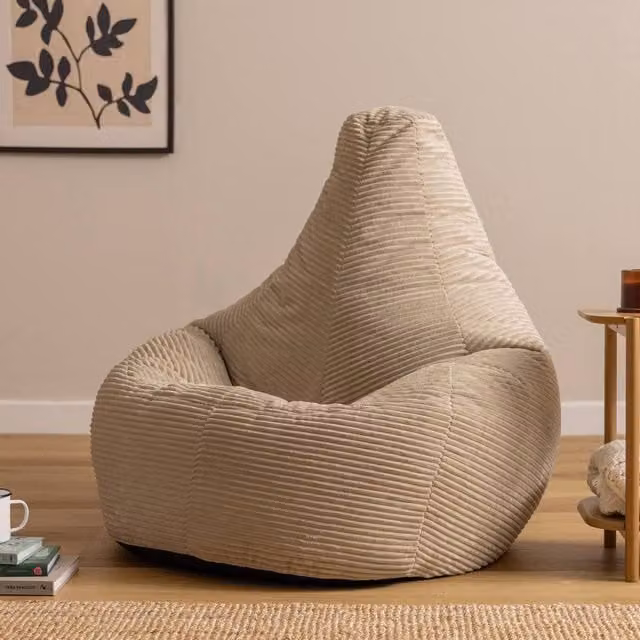 icon Dalton Large Corduroy Bean Bag with Filling in Beige
