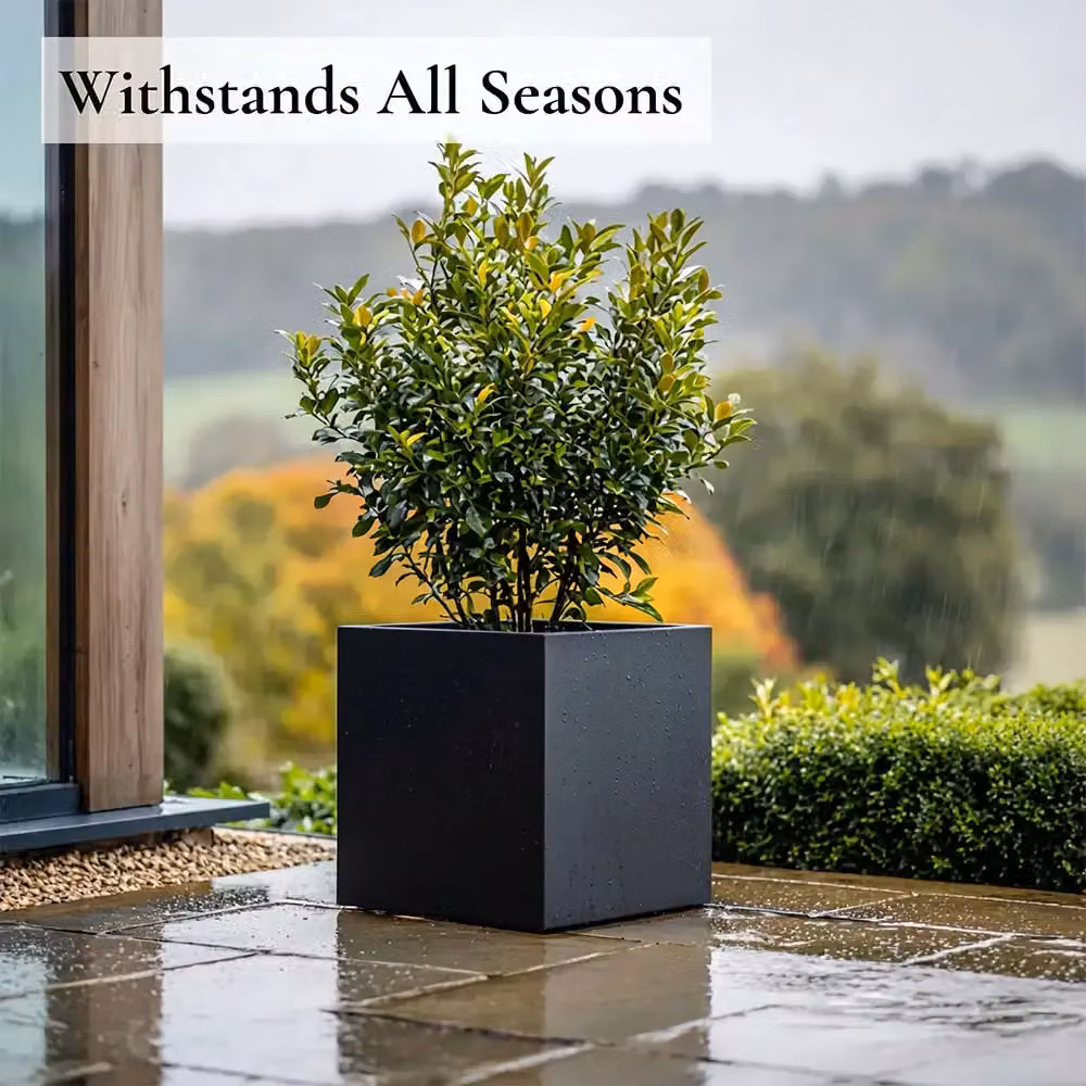 Access Garden Products Galvanised Steel Square Planter, Black, W: 40 cm, D: 40 cm, H: 40 cm – 6