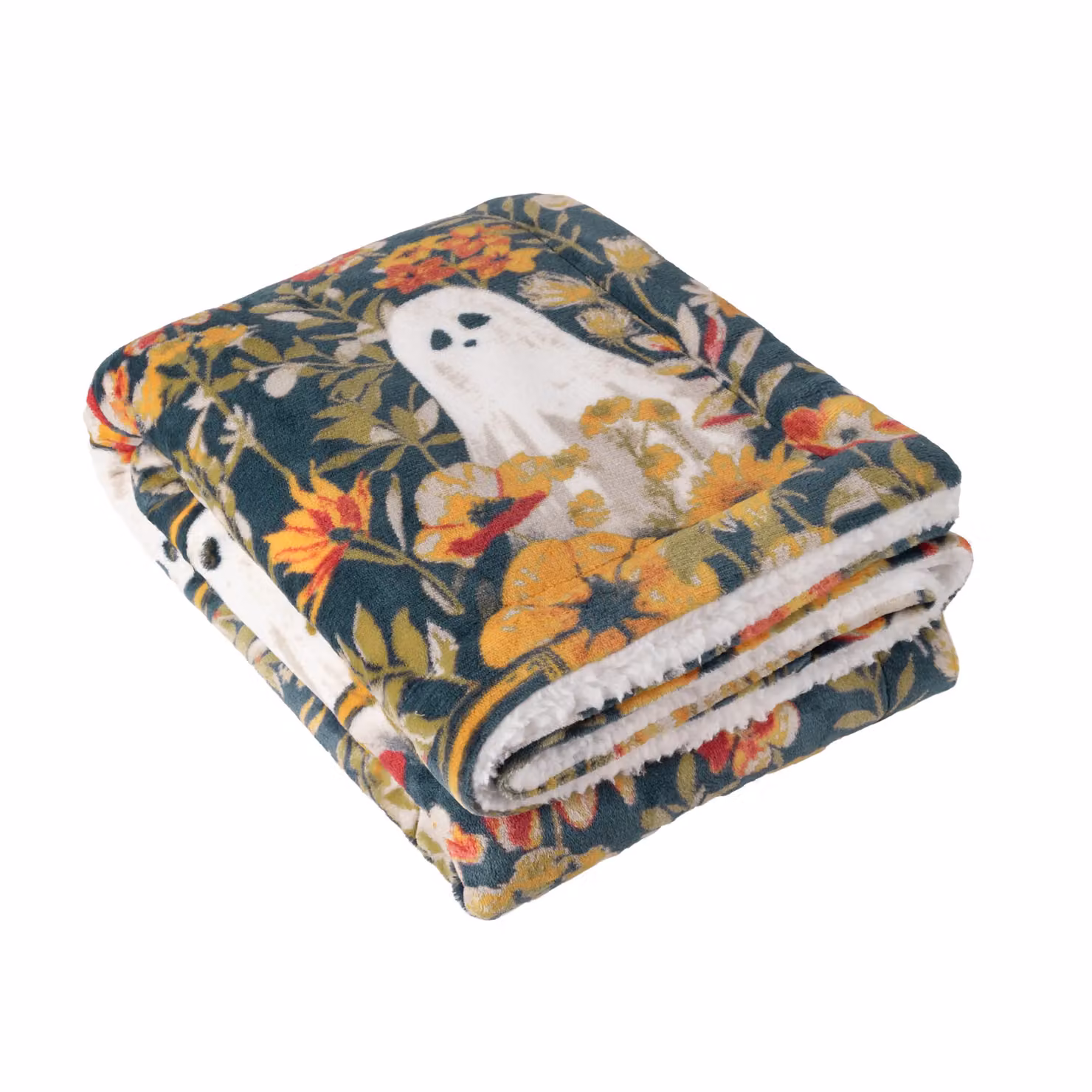 Furn Bootanical Floral Sherpa Fleece Throw Blanket in Multicolour, W: 130 cm, D: 180 cm – 2