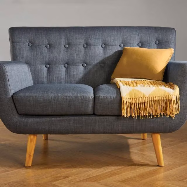 Birlea Loft 2 Seater Grey Fabric Sofa in Modern Retro Style