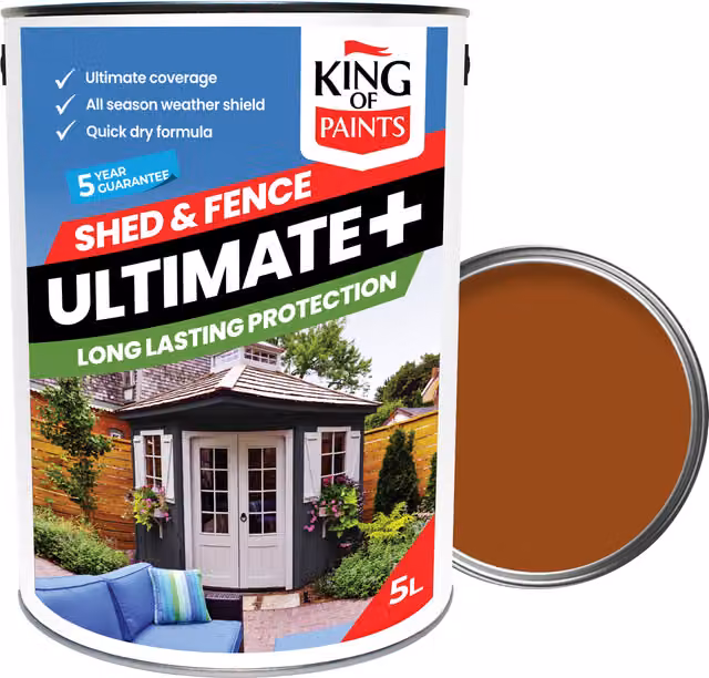 King of Paints UltimatePlus Weatherproof Fence Paint, Medium Oak, 5 l