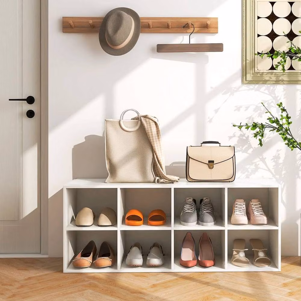 KORVIXA 2 in 1 Modern Shoe Organizer Storage Cabinet in White, W/D/H: 100 x 100 x 100 cm – 2