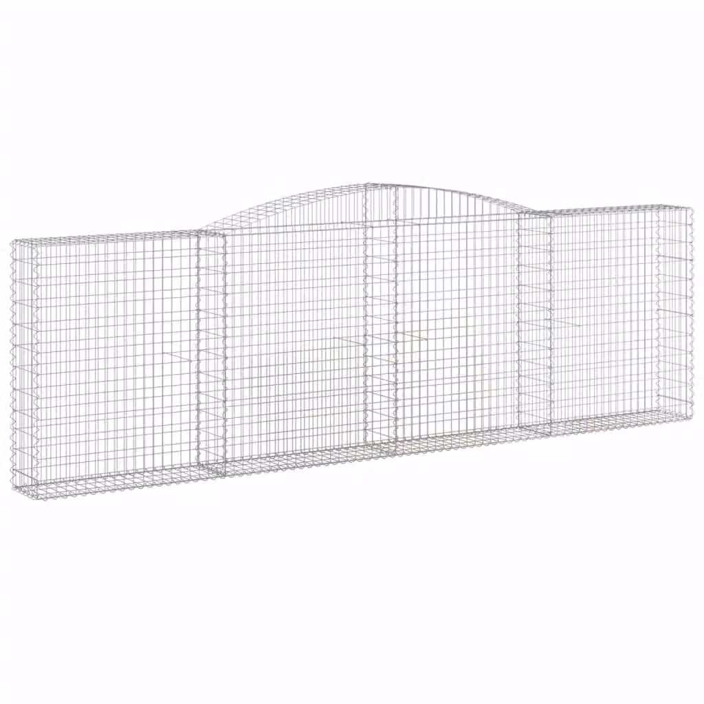 Berkfield Home Arched Gabion Basket in Silver Galvanised Steel, W: 400 cm, D: 30 cm, H: 120-140 cm – 1