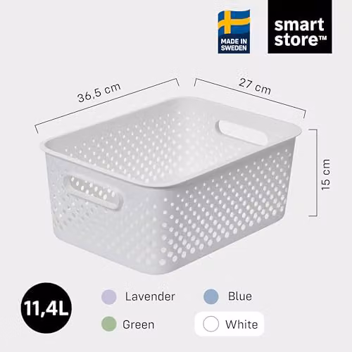 SmartStore Essence L Storage Basket with Handles in White, 11.4L, W: 36.5 cm, D: 27 cm, H: 15 cm – 2