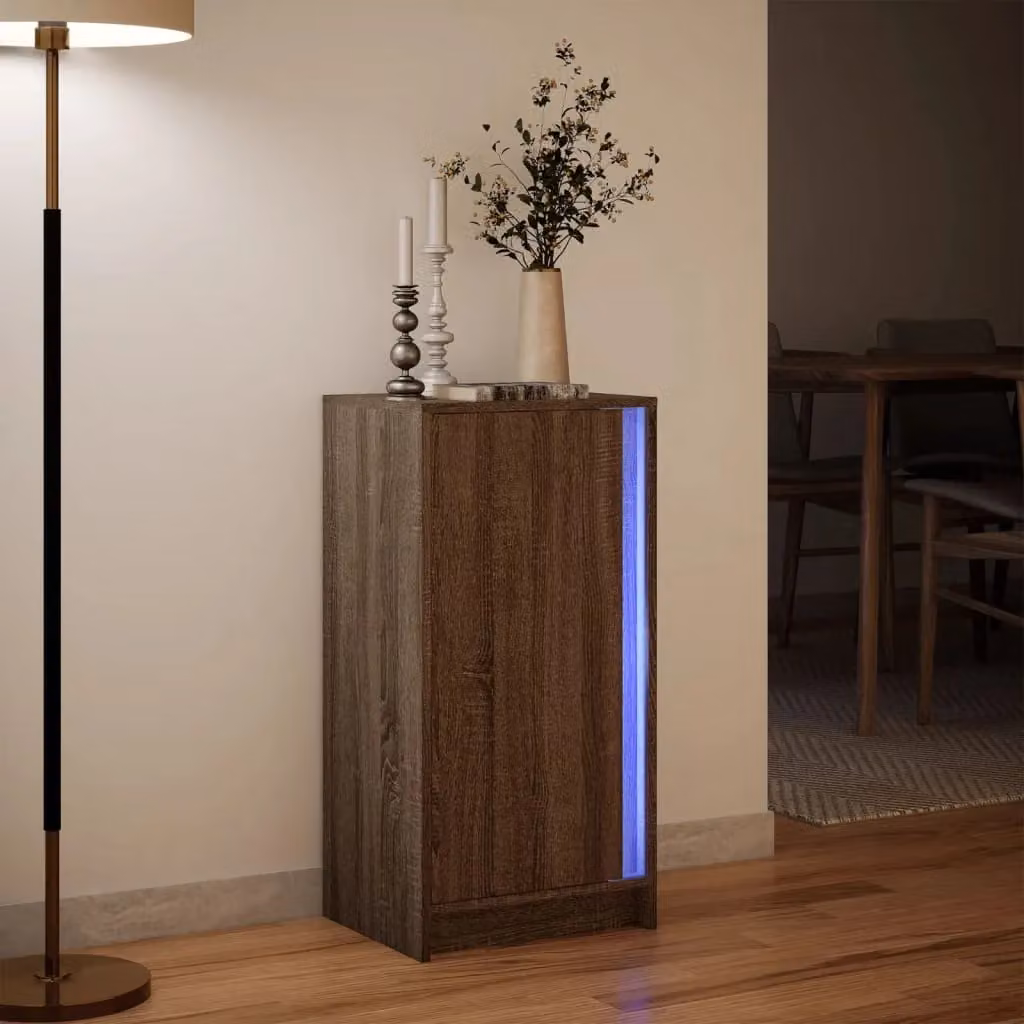 Berkfield Home Modern Sideboard in Brown Oak with Integrated LED Lighting, W: 42.5 cm, D: 34 cm, H: 85 cm – 3