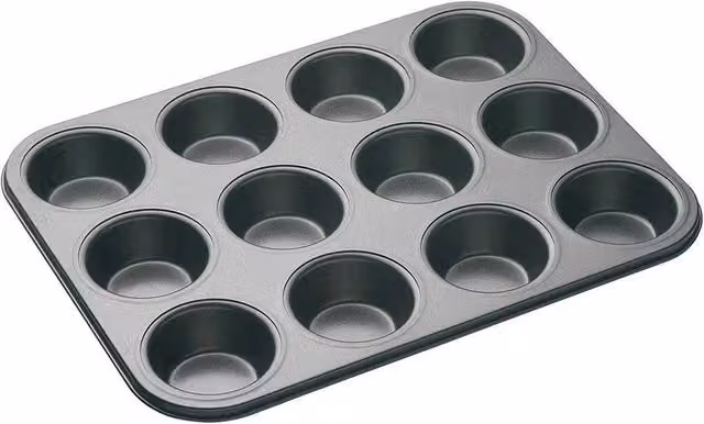 VOGREX 12 Cup Non-Stick Carbon Steel Muffin Tray, Grey – 1