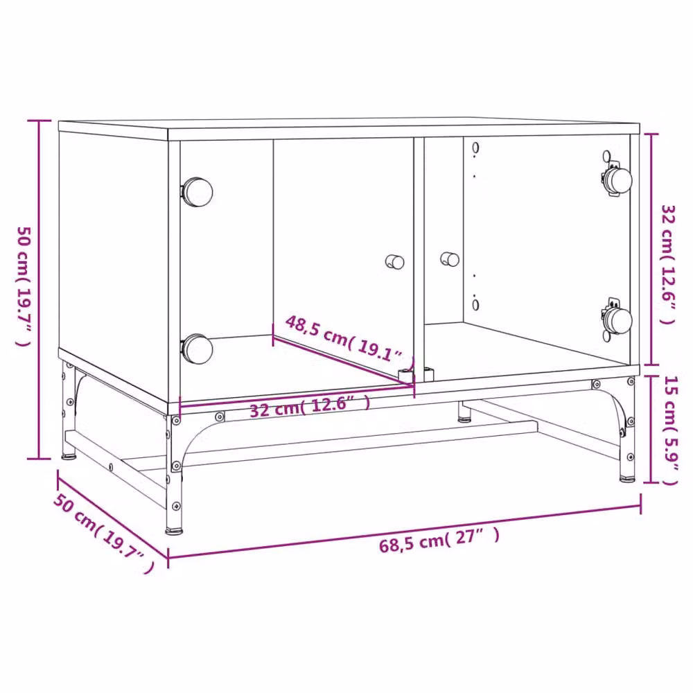 Berkfield Home Modern Coffee Table with Glass Doors in Black, W: 68.5 cm, D: 50 cm, H: 50 cm – 6