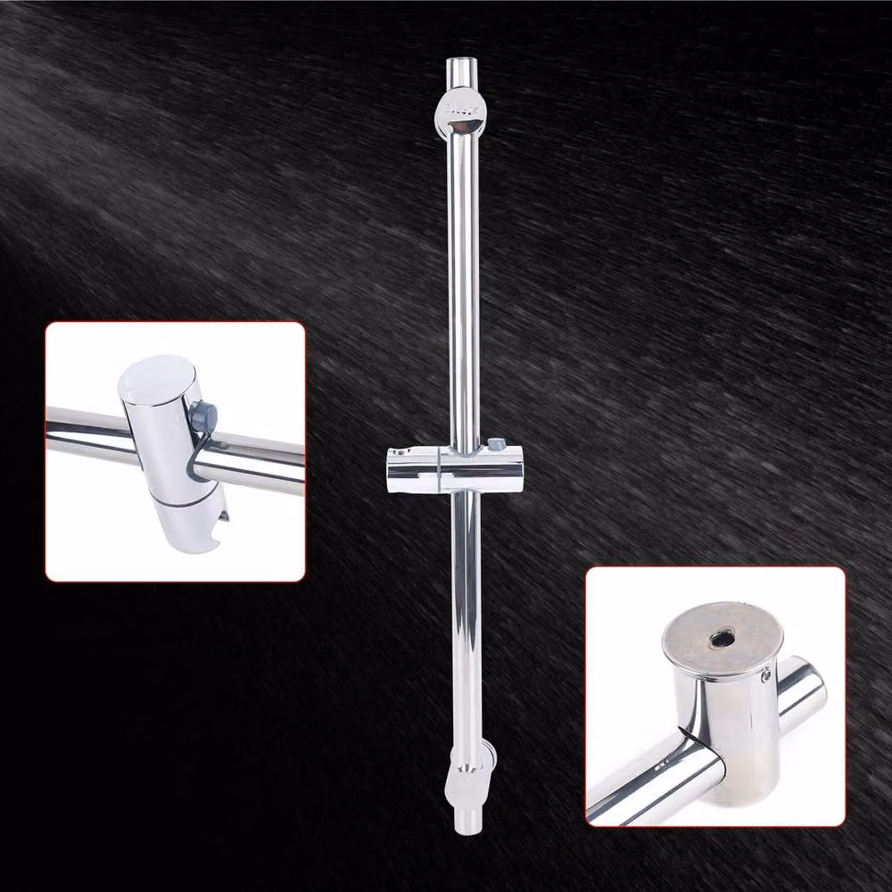Ventryn Stainless Steel Adjustable Shower Riser Rail Holder Kit Set in Silver, Height: 60 cm – 2