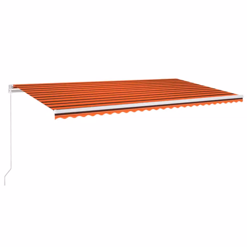 Berkfield Home Manual Retractable Awning with LED, Orange and Brown Striped Polyester Fabric, W: 600 cm, D: 300 cm – 2