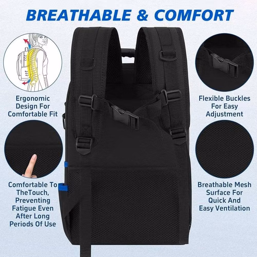 NESTLUNE Heavy Duty Professional Electrician Tool Backpack, Black, W/D/H: 100 x 40 x 20.3 cm – 5