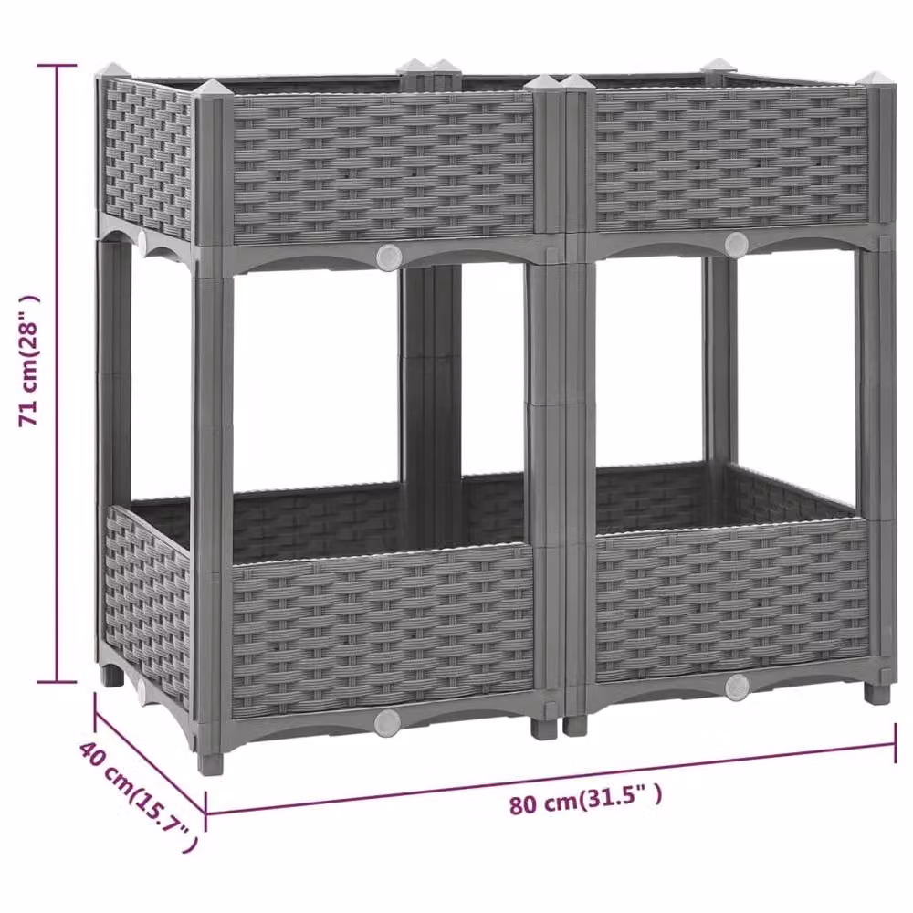 Berkfield Home Grey Polypropylene Raised Bed W/D/H: 80 x 40 x 71 cm – 3