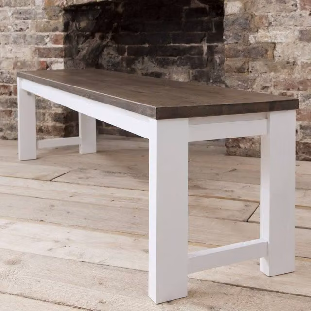 Nöa and Nani Hever Bench in White and Dark Pine