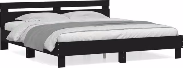 Berkfield Home Modern Black Engineered Wood Bed Frame, W/D/H: 200 x 200 cm
