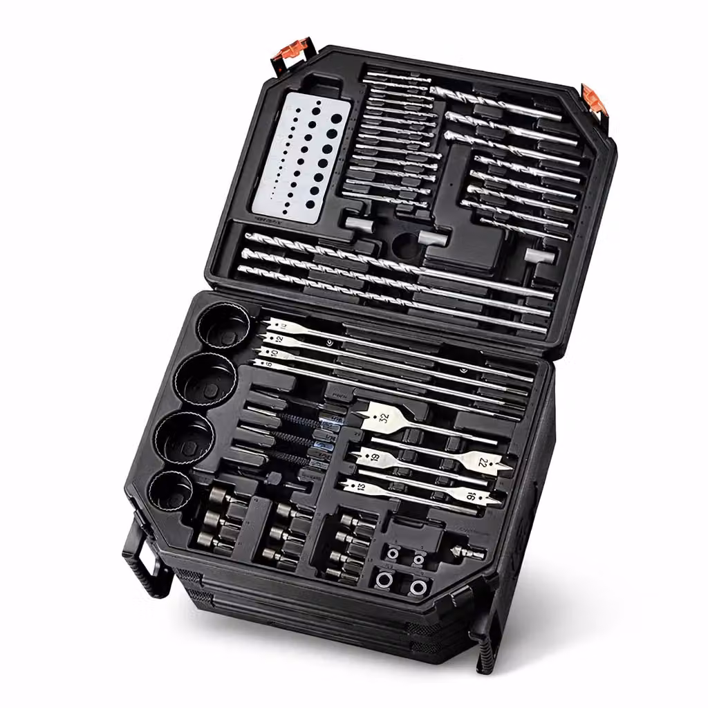 Lumberjack 300 Piece HSS Drill Bit Set for Masonry, Metal and Wood with Flat and Pozi Bits in Black Case – 4