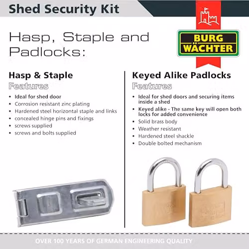 Burg-Wächter Shed Security Kit with 4.5m Cable, Lock and Alarm System in Black – 2