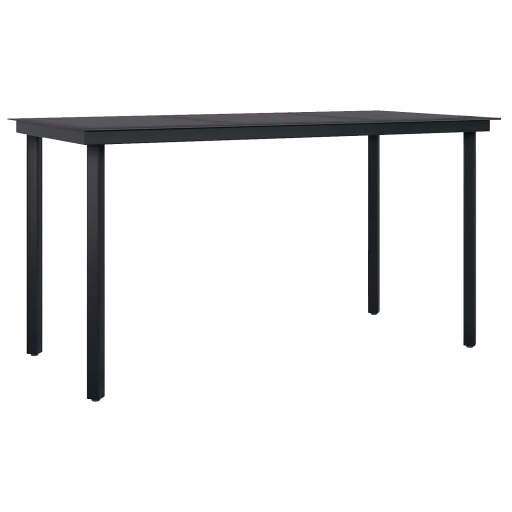 Berkfield Home Garden Dining Table in Black Steel and Glass, W/D/H: 140 x 70 x 74 cm – 1