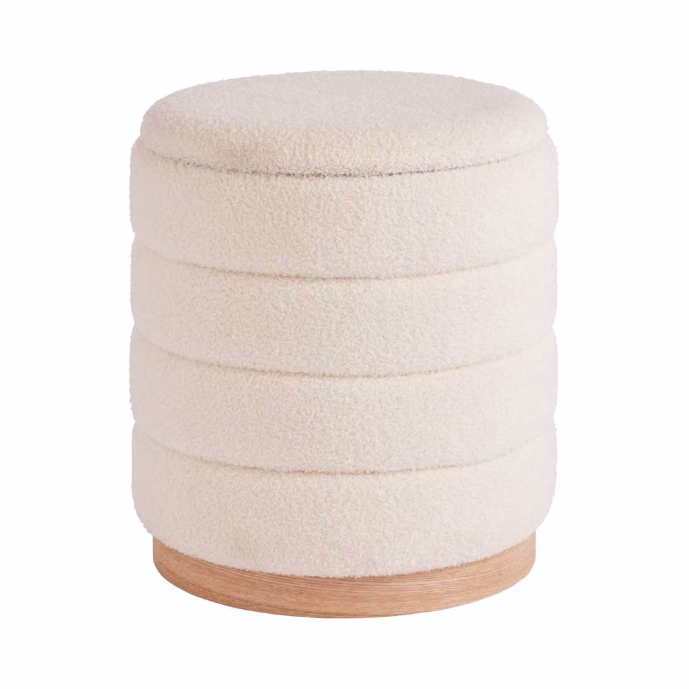 GFW Otis Teddy Storage Stool in Beige Bouclé Fabric – 2