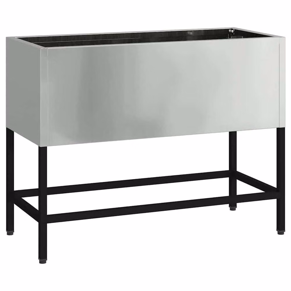 Berkfield Home Raised Garden Planter in Silver Galvanised Steel, W: 60 cm, D: 26 cm, H: 45 cm – 3