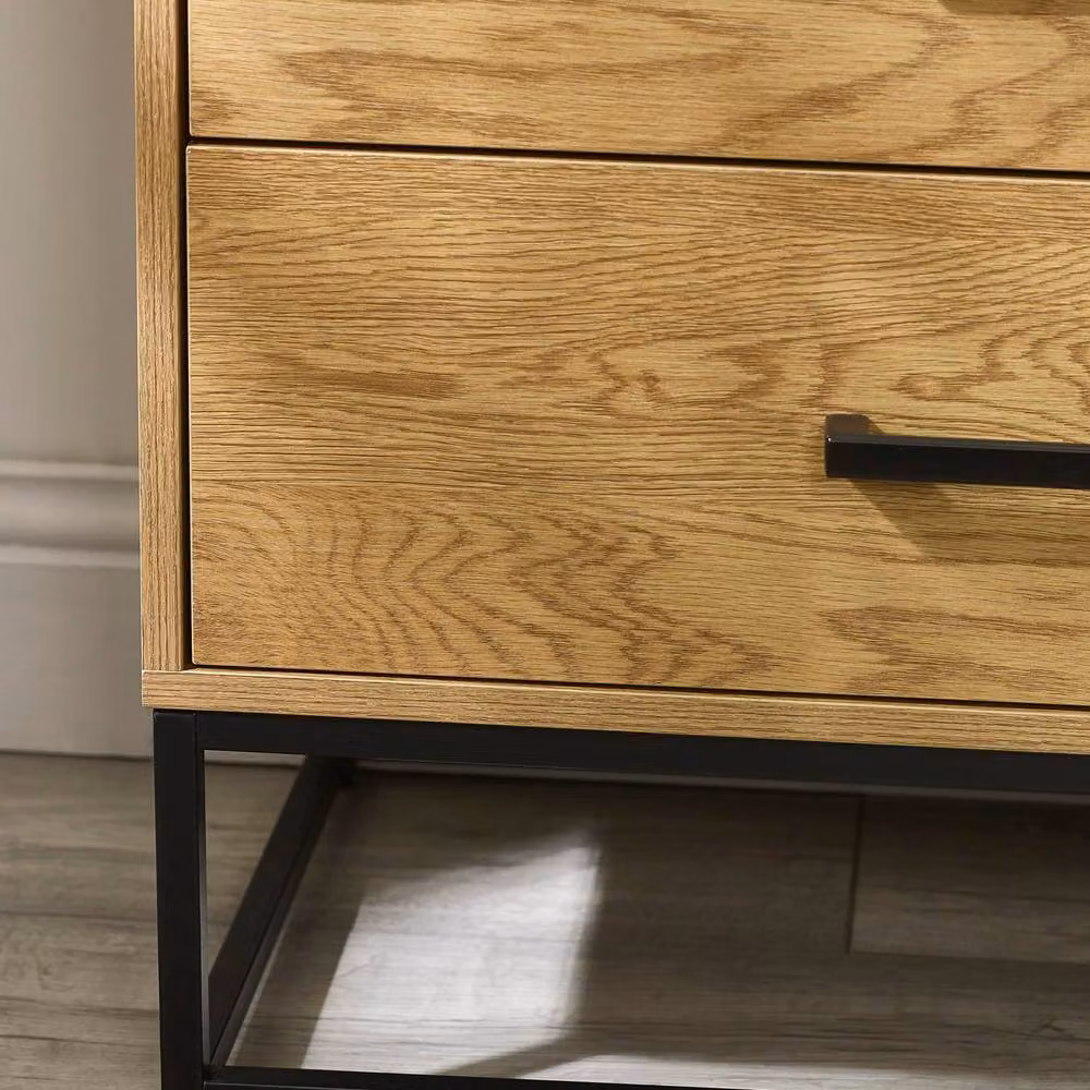 Cheshire Ashford 6 Drawer Chest in Light Oak Effect and Black – 4