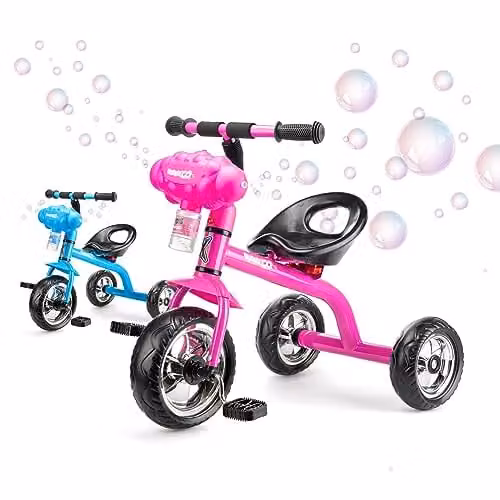 Xootz Bubble Go Pink Height Adjustable Tricycle for Kids with Bubble Machine – 1