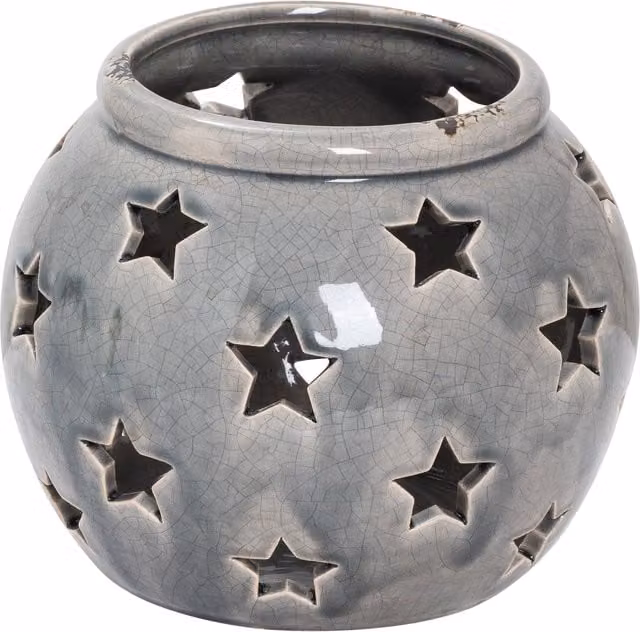 Love Lace Garda Large Star Candle Lantern in Grey Metal – 1