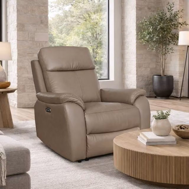 Aspire Kingsmere Brown Real Leather Single Seater Power Recliner Armchair – 1