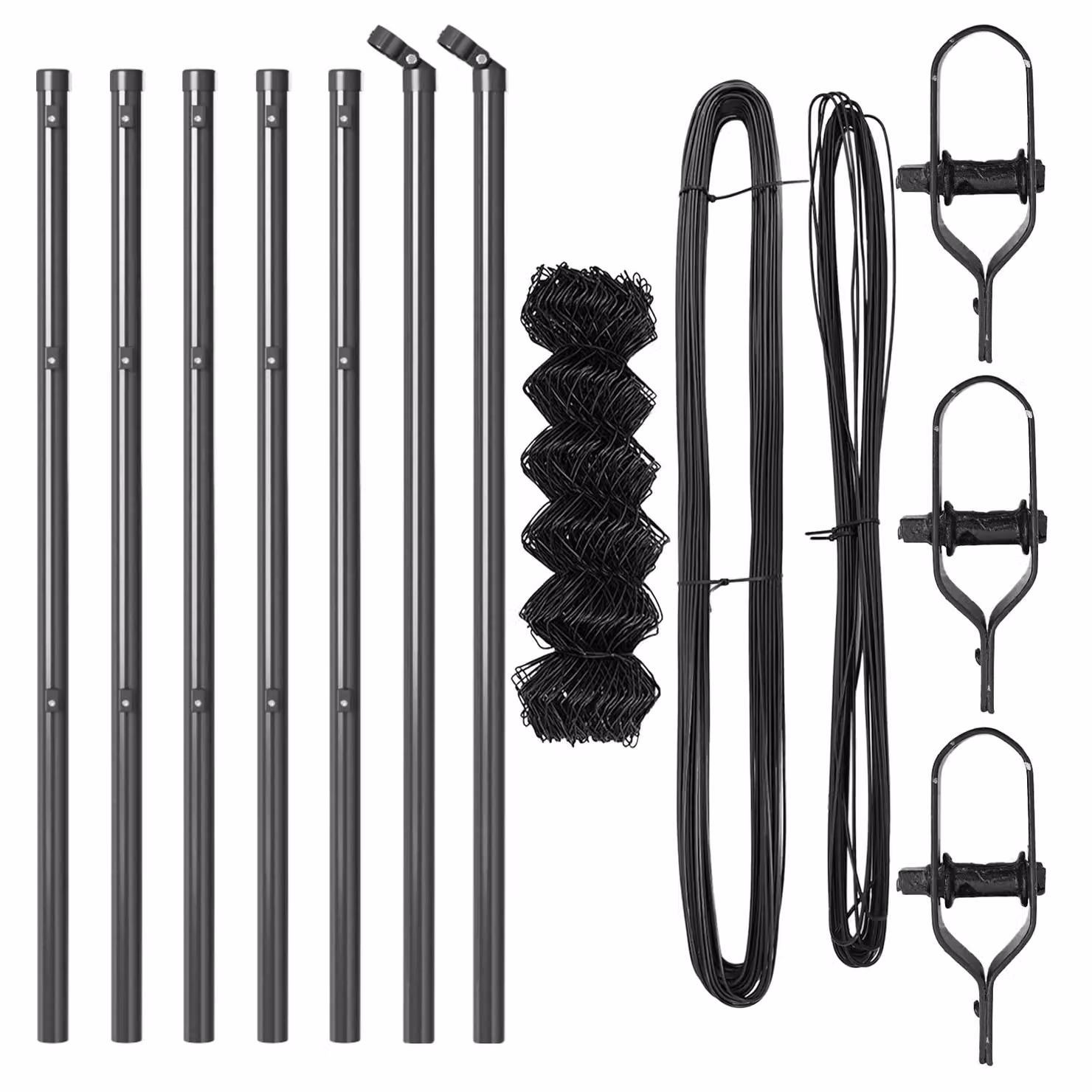 Berkfield Home Grey Galvanised Steel Chain Link Fence with 7 Posts, W: 10 m, H: 0.8 m – 3