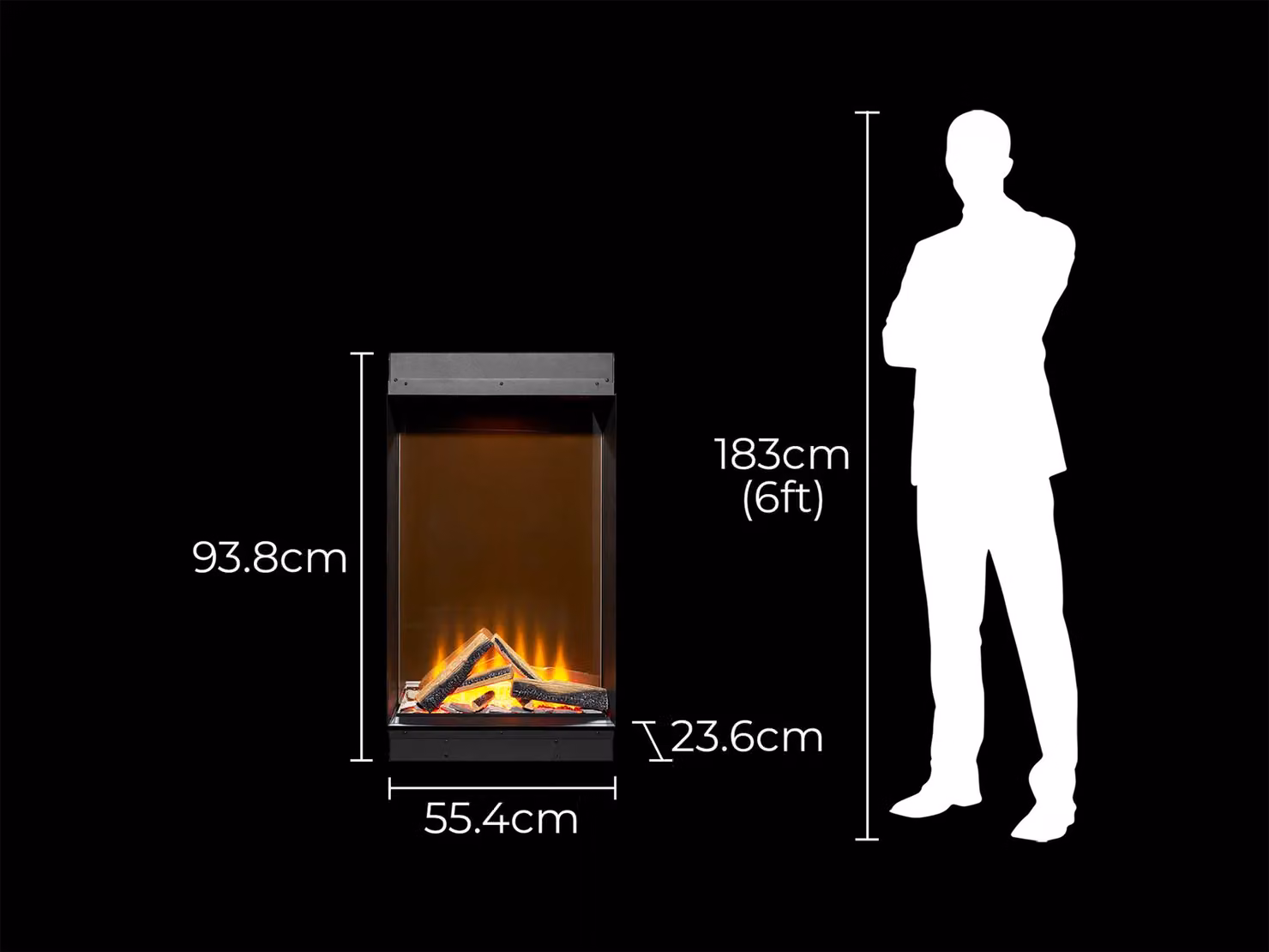 Acantha Aspire 50 Portrait Black Fully Inset Media Wall Electric Fire – 5