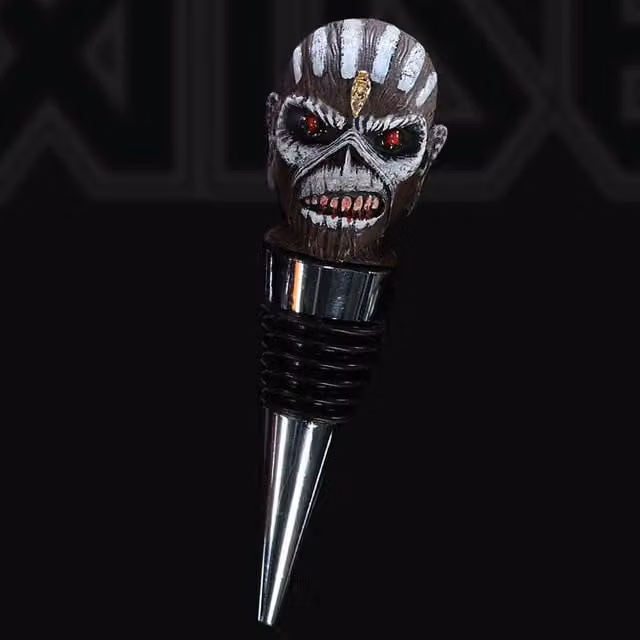 Nemesis Now Iron Maiden Book of Souls Bottle Stopper in Brown and Multicolour