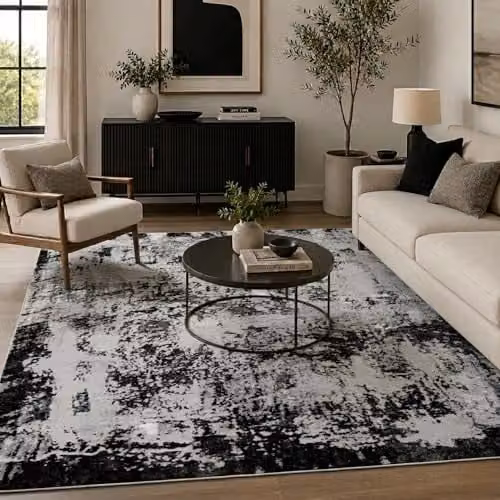 Desire Rugs Serenity Modern Abstract Area Rug, Black, W: 160 cm, D: 230 cm