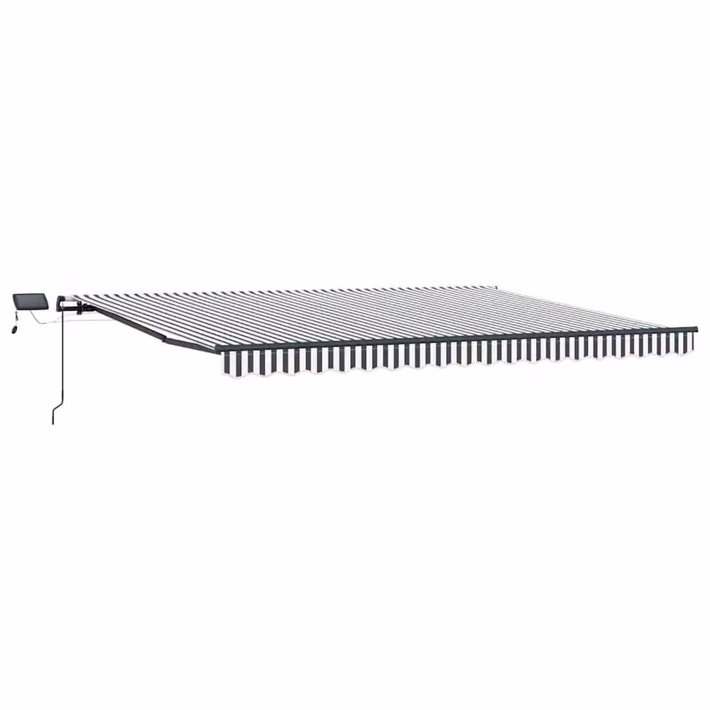 Berkfield Home Manual Retractable Awning with LEDs, Anthracite and White, W: 400 cm, D: 300 cm – 3