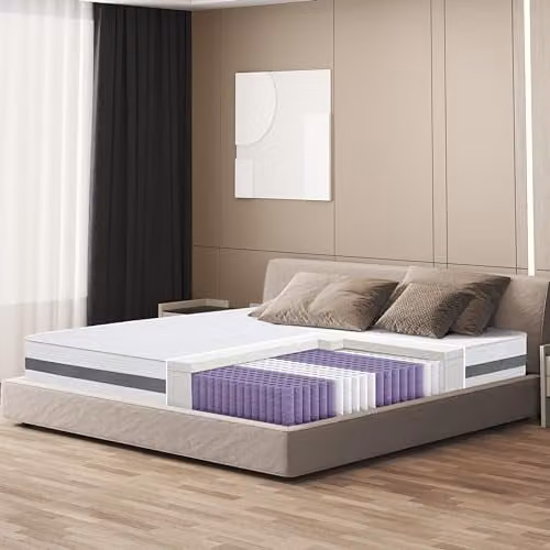 The White Stone Hybrid Single Mattress, White and Grey, W/D/H: 80 x 190 x 20 cm