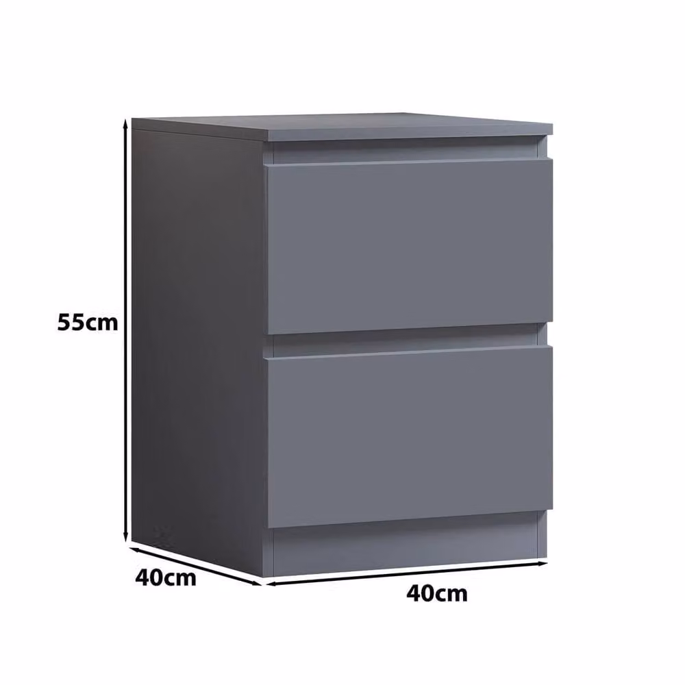 ERGOVEXA Handleless 2 Drawer Bedside Table in Matt Grey – 2