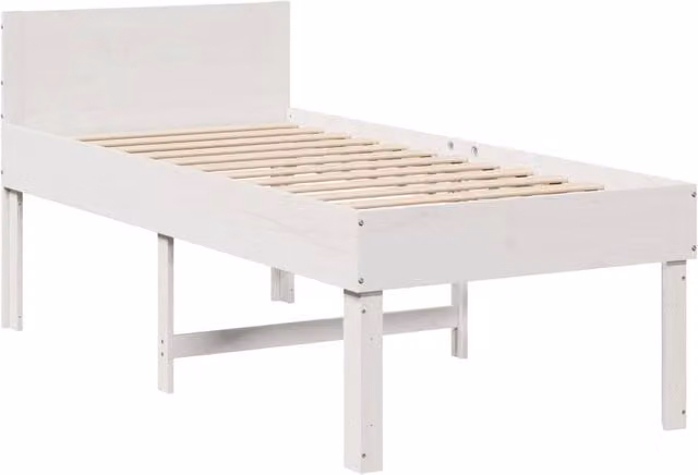 Berkfield Home White Decorative Solid Wood Single Bed Frame, W/D/H: 90 x 190 cm