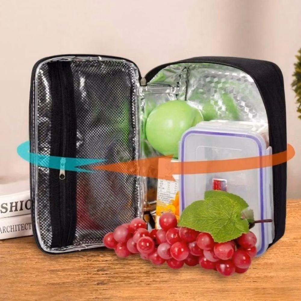 KORVIXA Insulated Fabric Lunch Bag in Grey – 3