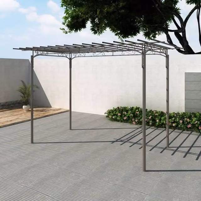 Berkfield Home Silver Steel Rose Arch Garden Arbor Climbing Frame, W/D/H: 320 x 190 x 215 cm – 1
