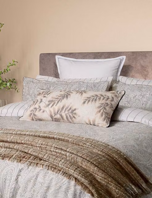 Bedeck of Belfast Avita Graphic Cotton Percale Bedding Set in Beige and Cream Mix